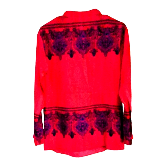J.Crew dark‎ pink red paisley print popover tunic top - Picture 5 of 8